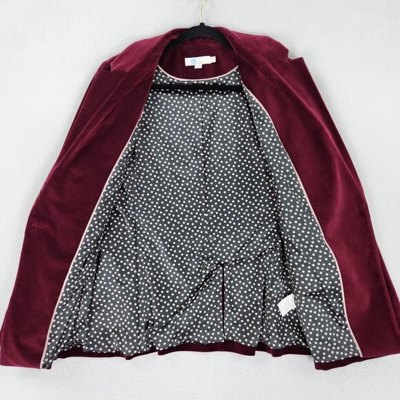 Boden Jacket Womens 14 Red Stretch Velvet Blazer Single Button Classic Career - Picture 9 of 14